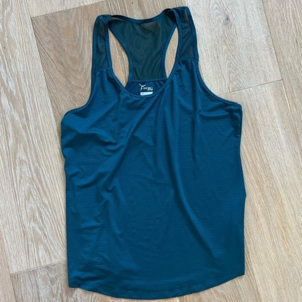 Old Navy Active Teal Racerback Running Tank Top Mesh Shoulders Size Large